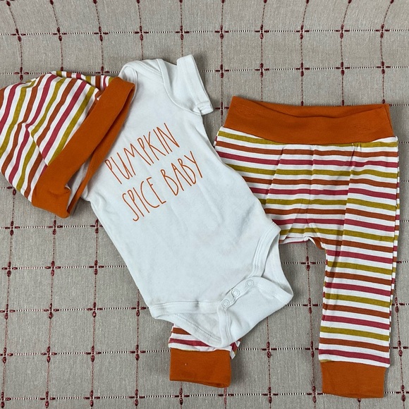 Rae Dunn Other - Rae Dunn Baby Unisex 3-6 M Pumpkin Spice Baby 3 piece Onesie Pants & Hat